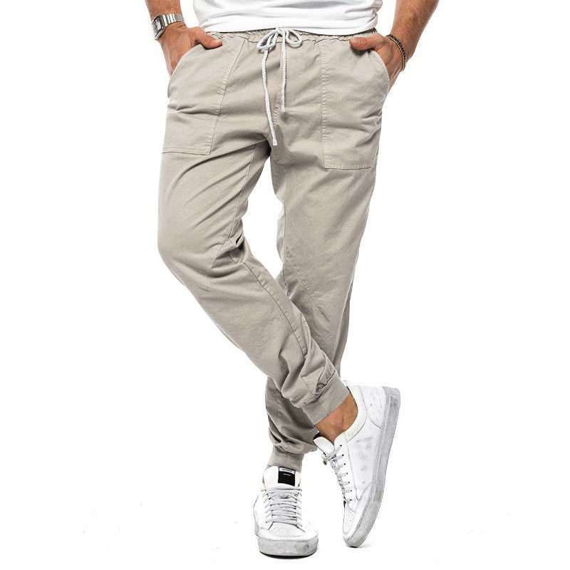 Jogging Homme Slim – Taille Élastique Cordon Poches Patch Chevilles Resserrées | Confort & Style