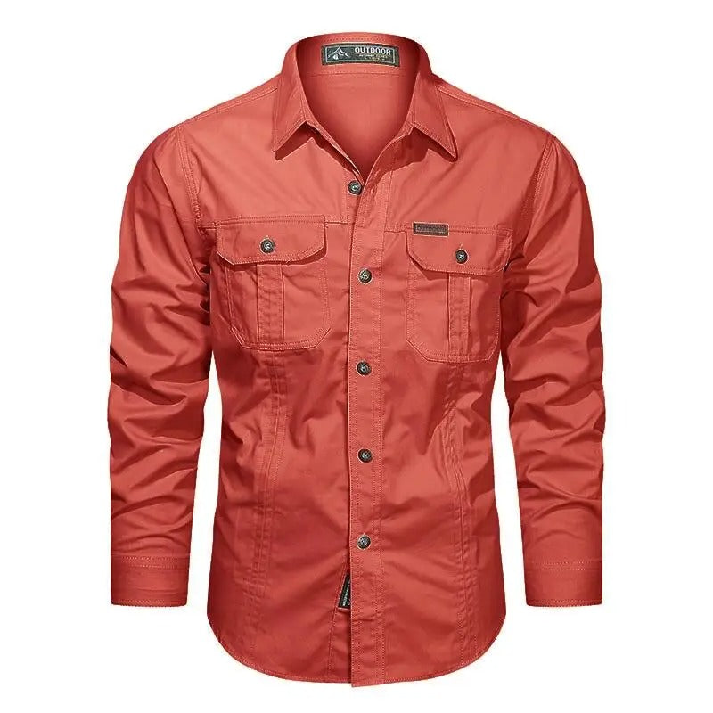 Chemise Homme Manches Longues Boutons – Poches Poitrine Coupe Regular | Casual & Fonctionnel