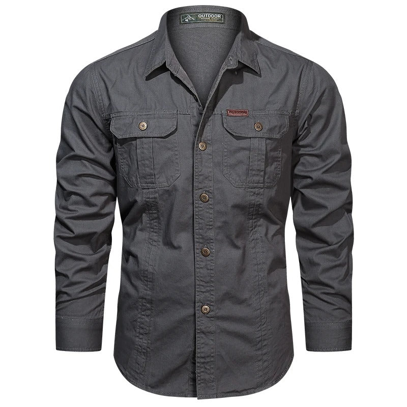 Chemise Homme Manches Longues Boutons – Poches Poitrine Coupe Regular | Casual & Fonctionnel
