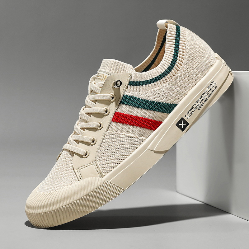 Baskets Homme Lacets Rayures Contrastées – Col Rond Basse | Style Casual Moderne