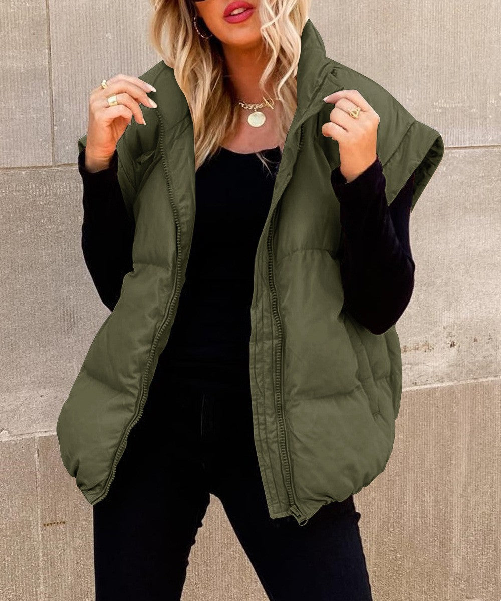 Gilet Sans Manches Femme Matelassé Col Droit – Rembourrage Léger | Layering Hiver