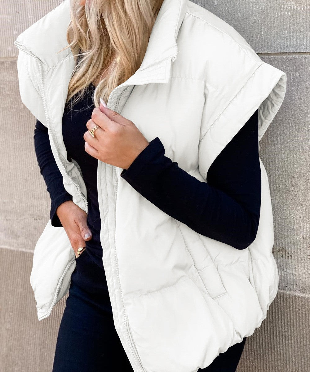 Gilet Sans Manches Femme Matelassé Col Droit – Rembourrage Léger | Layering Hiver