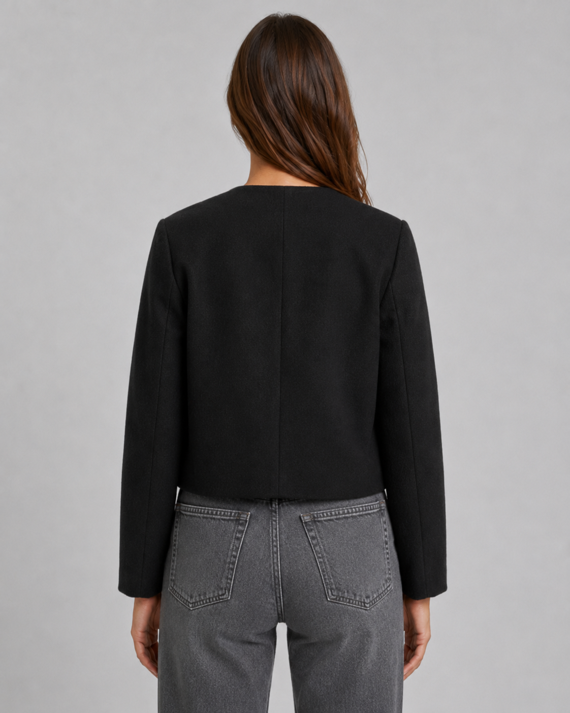 Veste Femme Courte Sans Col – Bouttons Dorés Coupe Boxy | Chic & Intemporel
