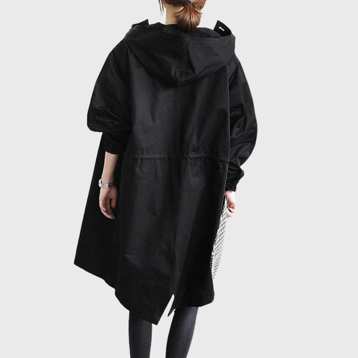 Manteau Femme Long Oversize À Capuche – Finition Déperlante Boutons | Style Chic & Confort