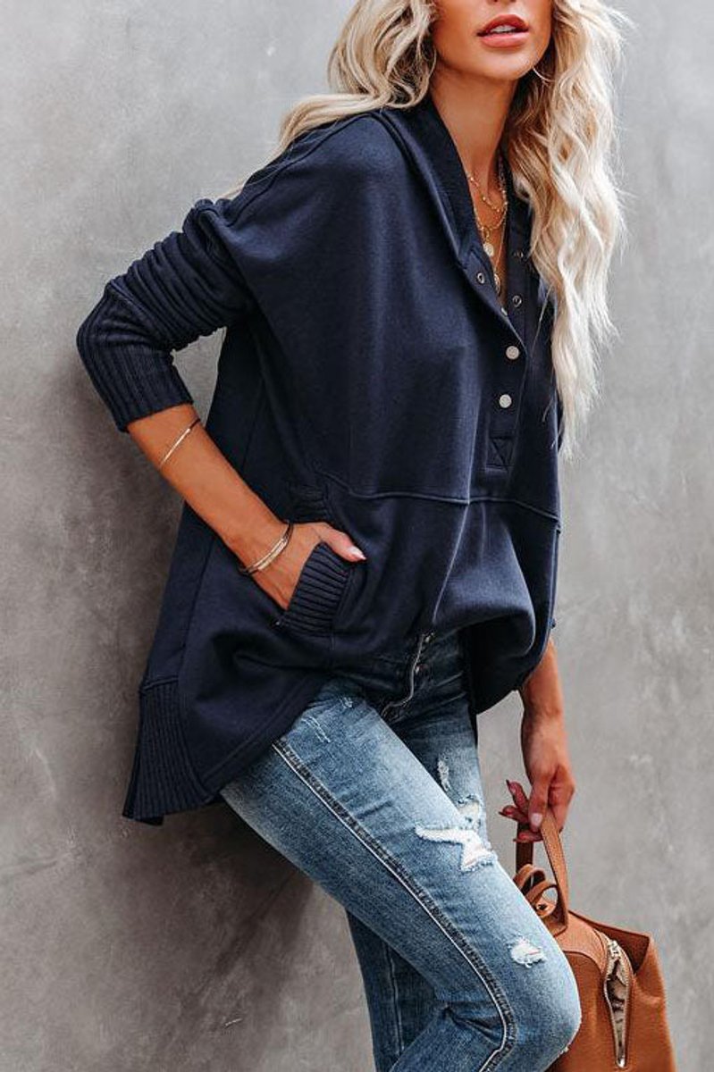 Sweat Femme Capuche Longline – Cordon Poche Kangourou | Style Casual Décontracté Automne
