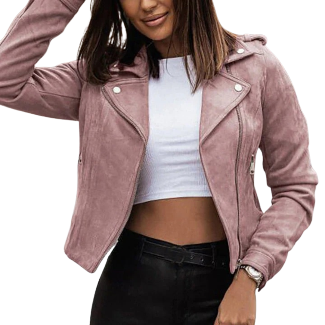 Veste en cuir rose pour femme