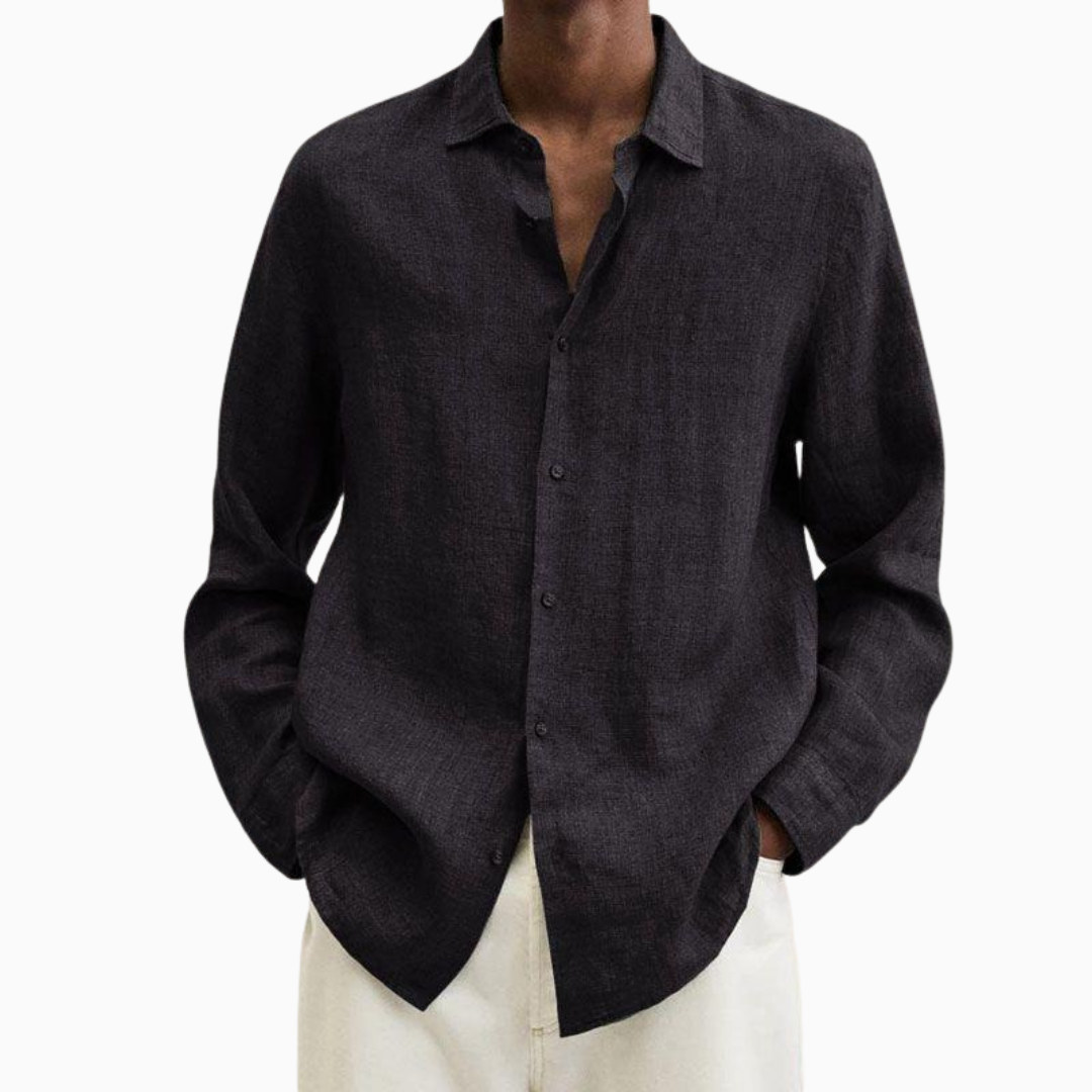 Chemise Homme Lin – Manches Longues Col Classique Respirante | Élégance Naturelle pour l'Été