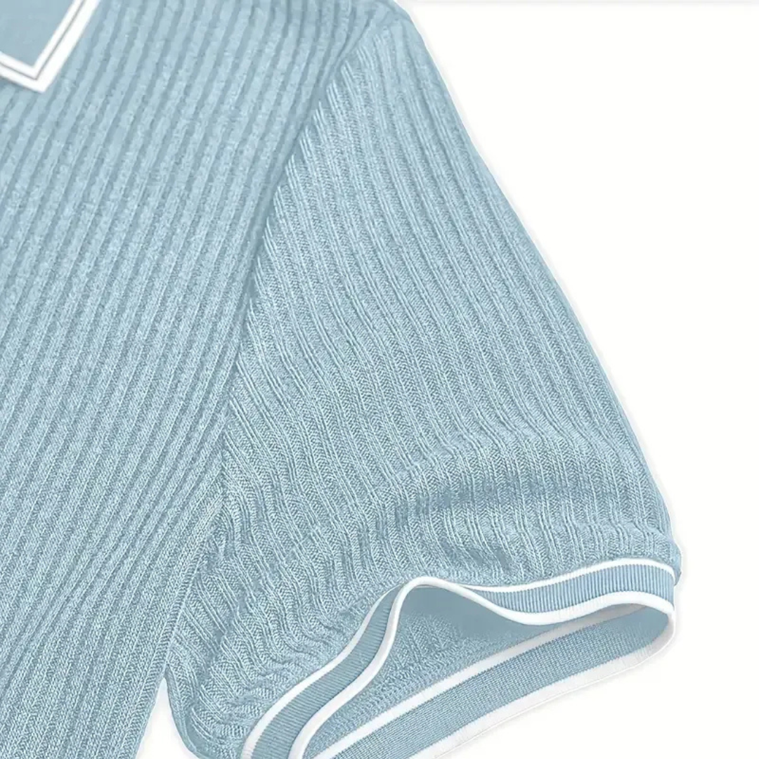 Polo Homme Slim – Texture Côtelée Finition Contrastée | Moderne & Estival