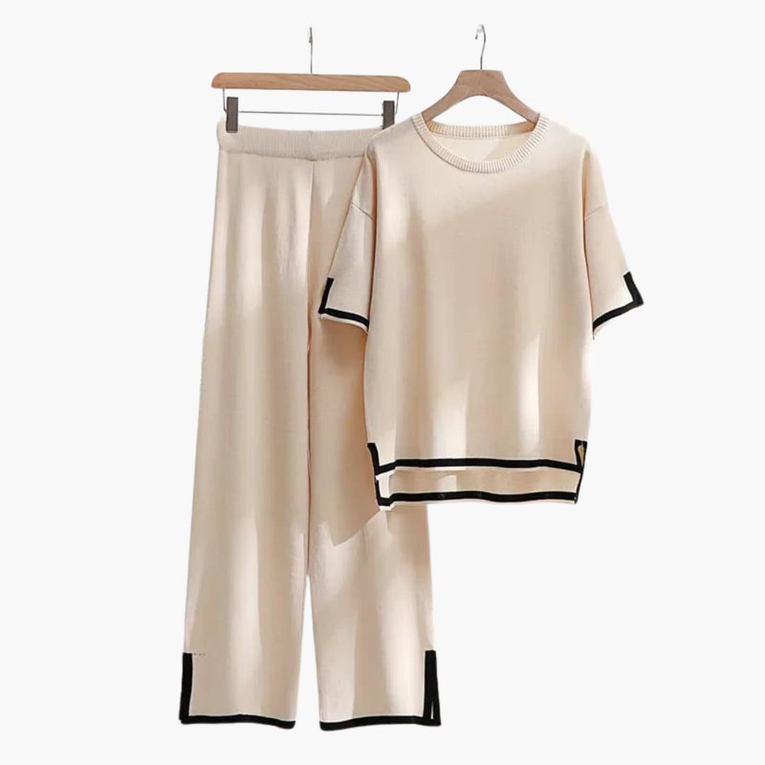 Ensemble Deux Pièces Femme Maille Texturée – Pull & Pantalon | Victoria Style Hiver Automne