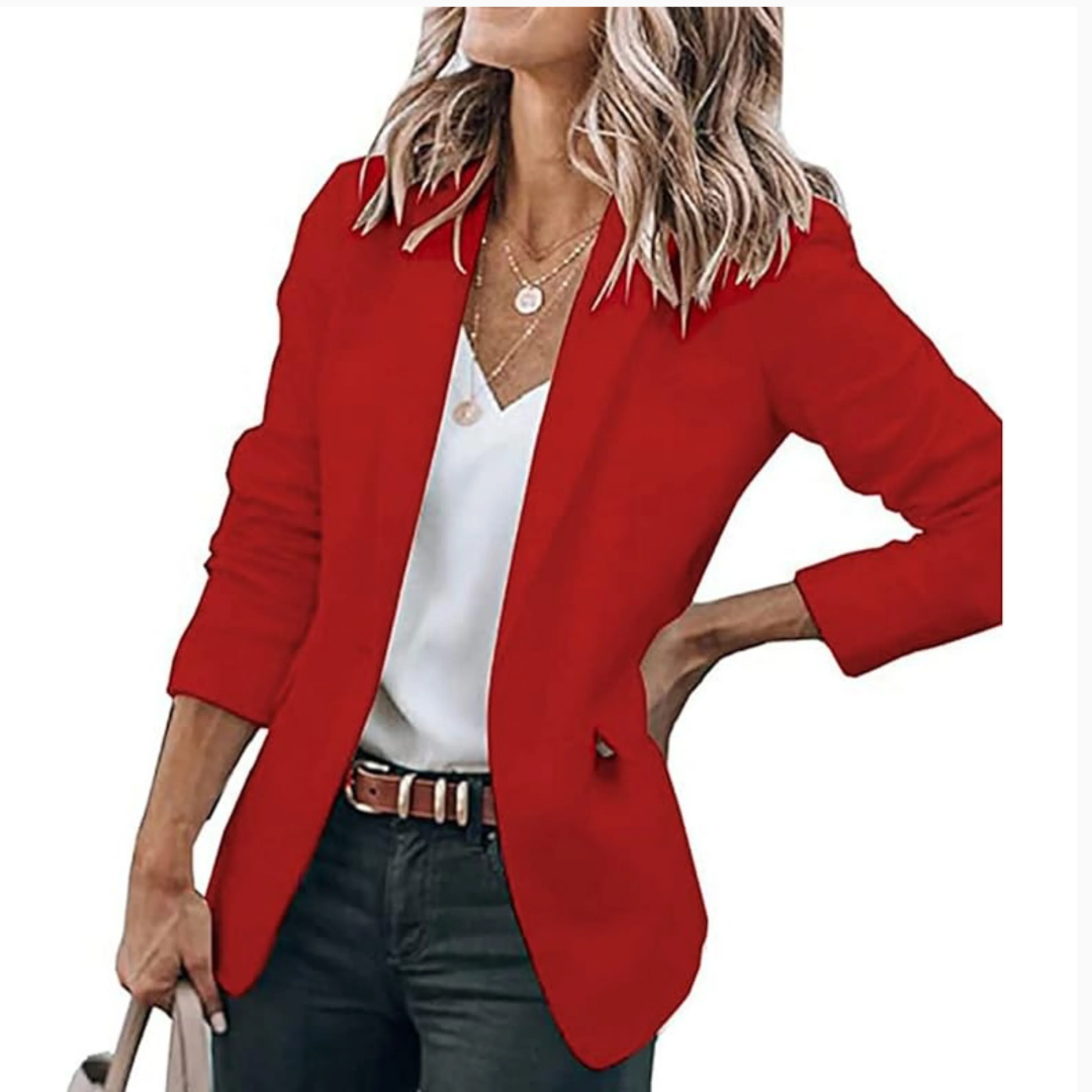 Blazer Femme Fluide Ouvert – Manches 3/4 Tissu Souple | Casual Élégant au Quotidien