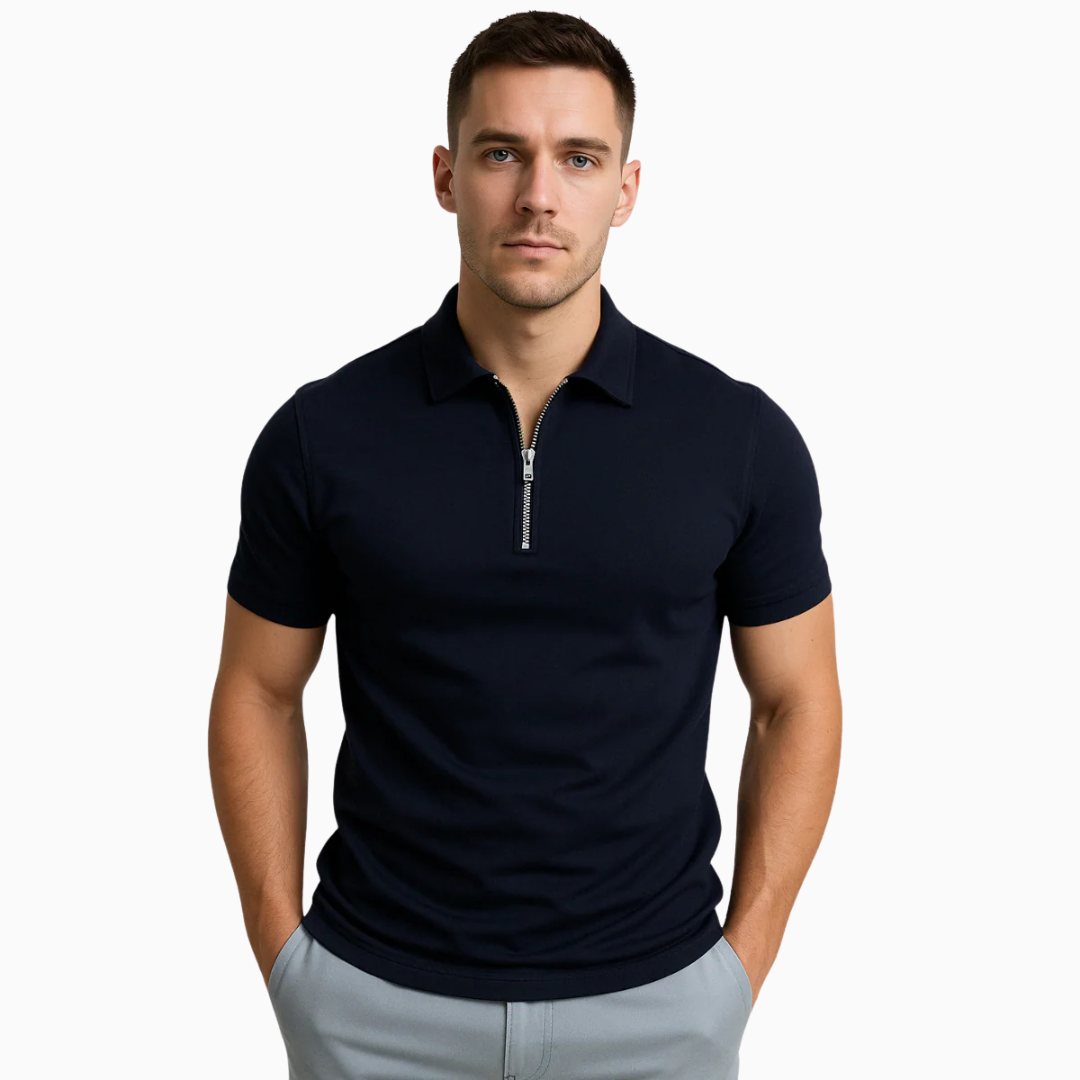 Polo Homme Zippé – Coupe Ajustée Tissu Respirant | Style Sportif Chic