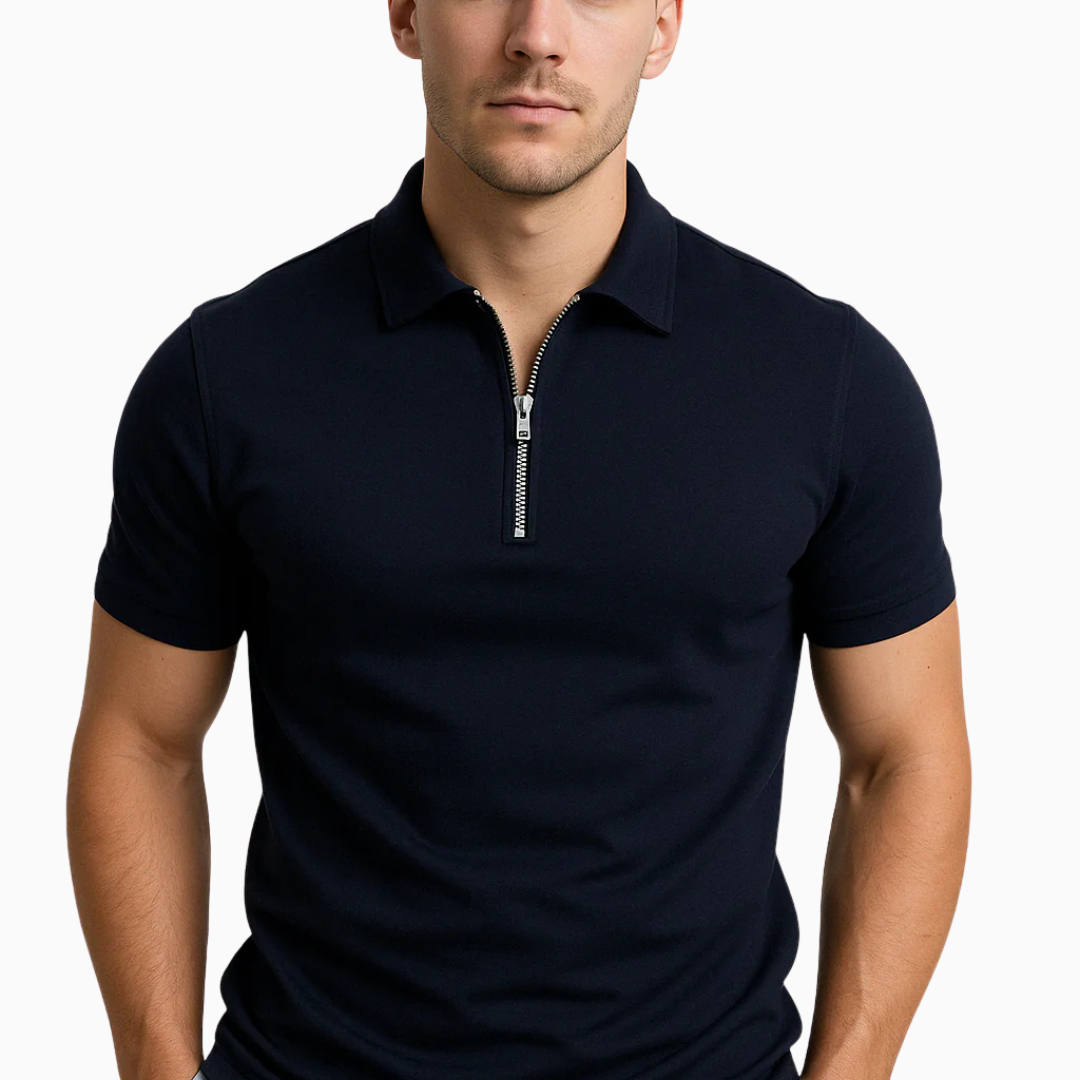 Polo Homme Zippé – Coupe Ajustée Tissu Respirant | Style Sportif Chic