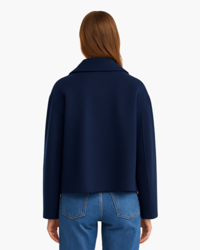 Veste courte femme à double boutonnage - coupe droite à revers élégants