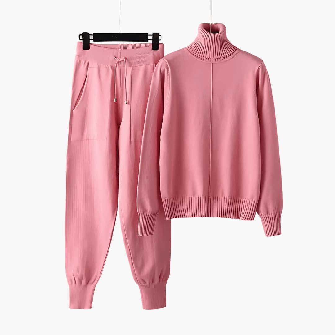 Ensemble Col Roulé Côtelé Femme – Pull & Pantalon Taille Unique | Lainey Loungewear Hiver