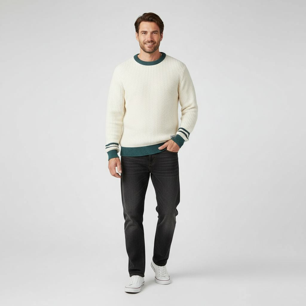Pull Homme Oversize en Maille Respirante – Poignets Côtelés Coupe Loose | Style Casual Moderne