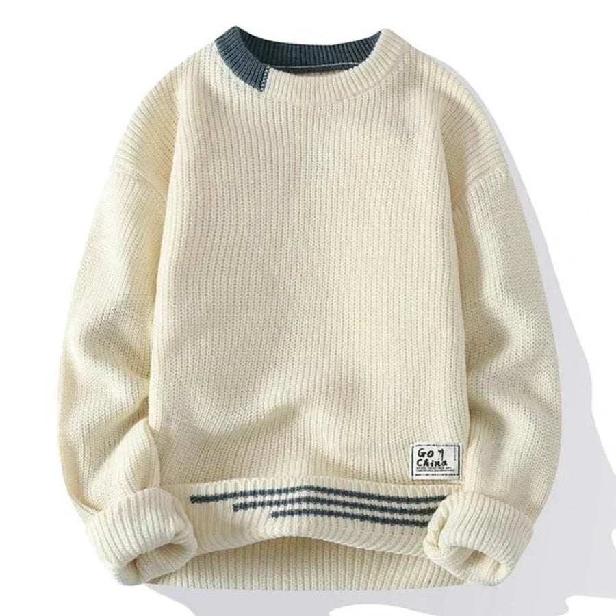 Pull Homme Oversize en Maille Respirante – Poignets Côtelés Coupe Loose | Style Casual Moderne