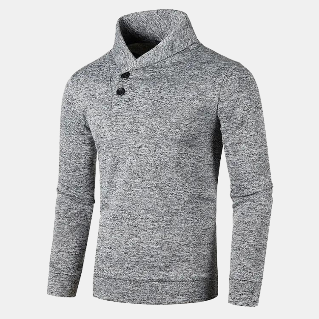 Pull Col Montant Homme Boutonné – Pull en Maille Coupe Ajustée Manches Longues | Élégance Casual