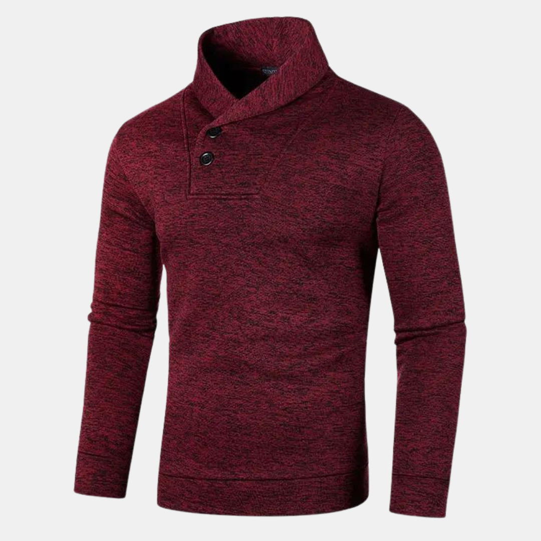 Pull Col Montant Homme Boutonné – Pull en Maille Coupe Ajustée Manches Longues | Élégance Casual