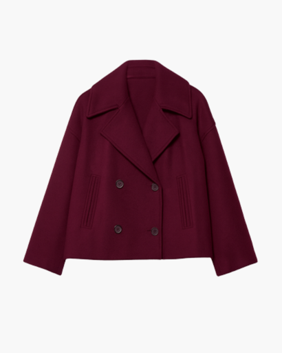Veste courte femme à double boutonnage - coupe droite à revers élégants