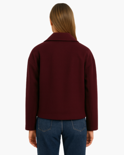 Veste courte femme à double boutonnage - coupe droite à revers élégants