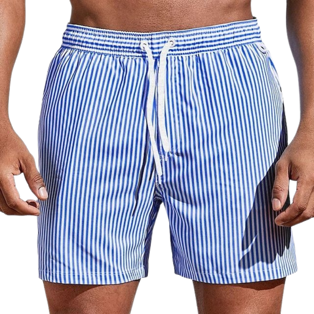 Milan short de bain homme rayé taille élastique avec cordon coupe décontractée