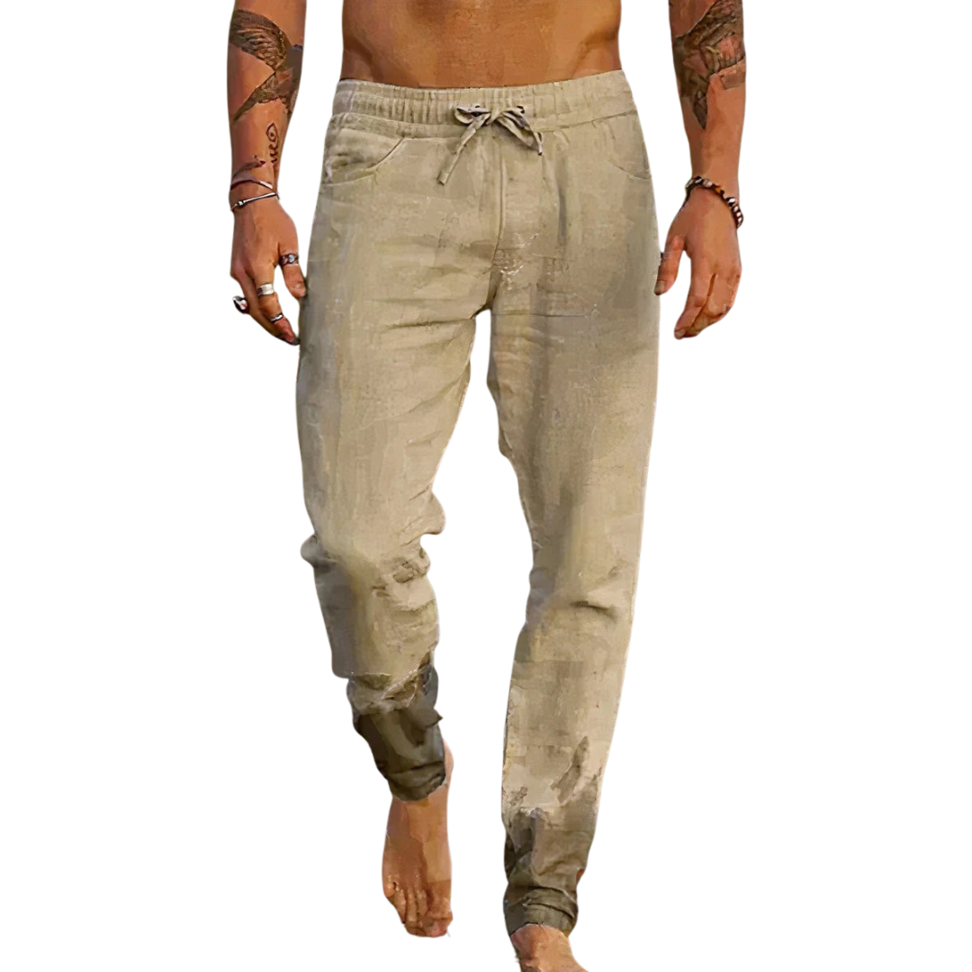 Milan pantalon homme confortable en lin avec cordon style décontracté été