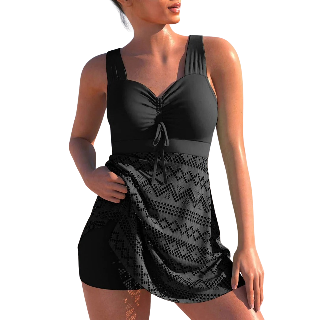 Mélina | maillot de bain jupette une pièce effet push up maintien poitrine et ventre gainé