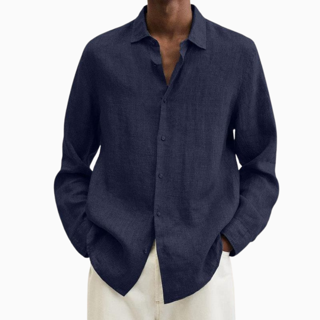 Lorenzo chemise homme en lin manches longues col chemise style casual