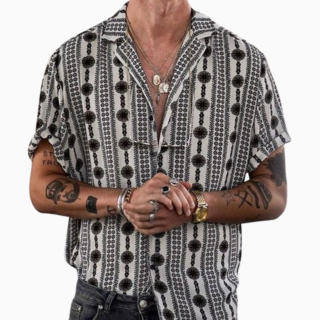 Diego chemise homme d'été à motif manches courtes boutonnée