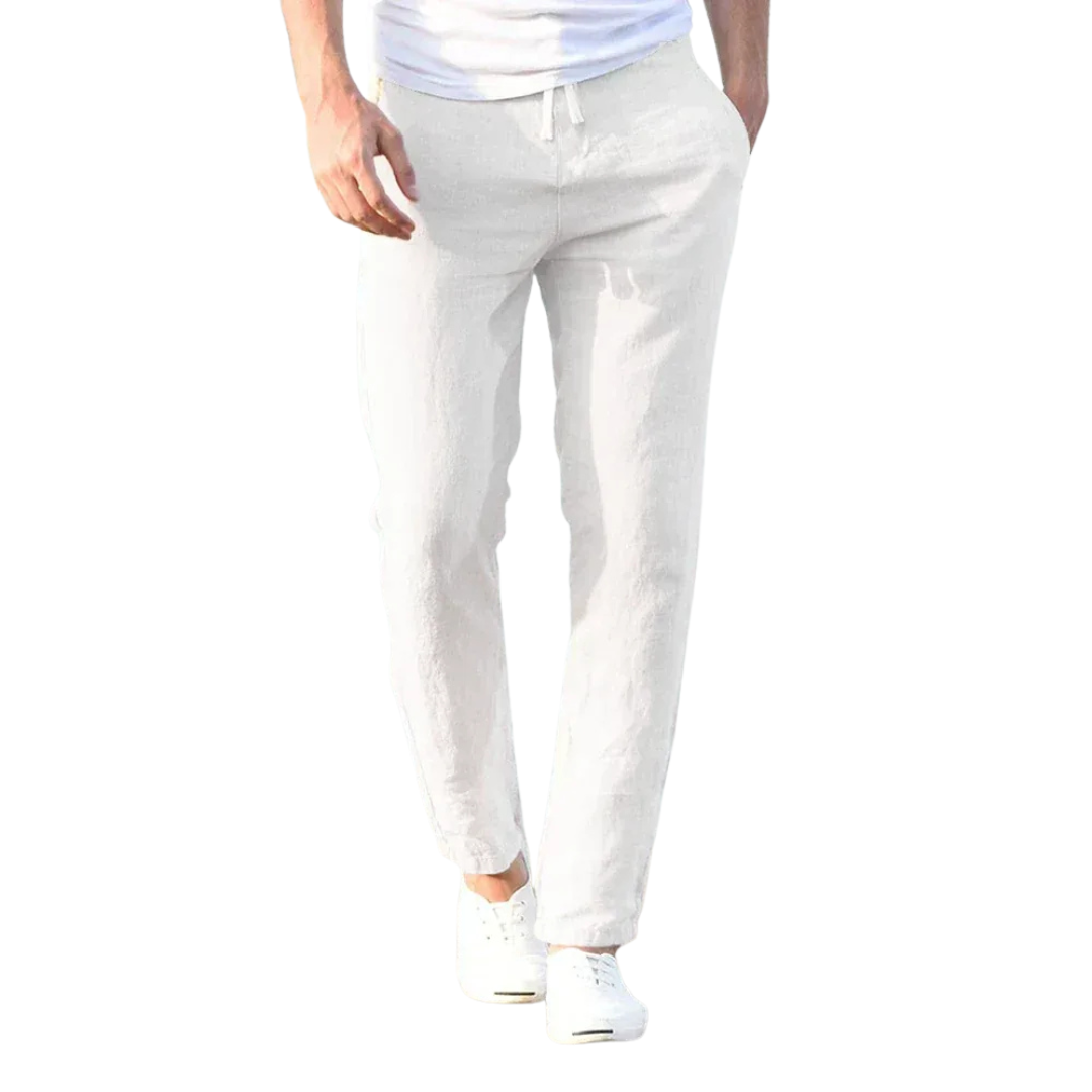 Levi pantalon homme confortable en lin coupe slim taille élastique été