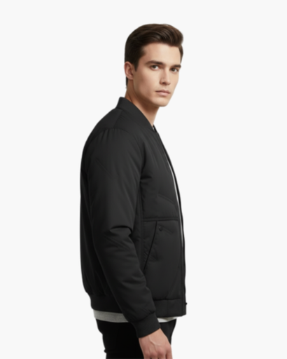 Veste Hiver Homme Bomber Matelassée – Col Montant Fermeture Éclair | Veste Homme Chaude Urbaine