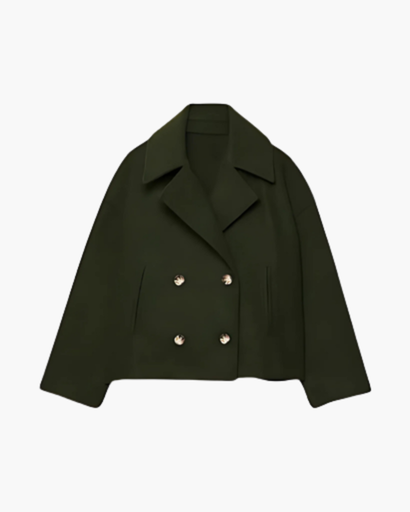 Veste courte femme à double boutonnage - coupe droite à revers élégants