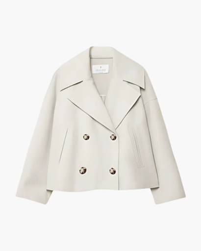 Veste courte femme à double boutonnage - coupe droite à revers élégants