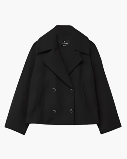 Veste courte femme à double boutonnage - coupe droite à revers élégants