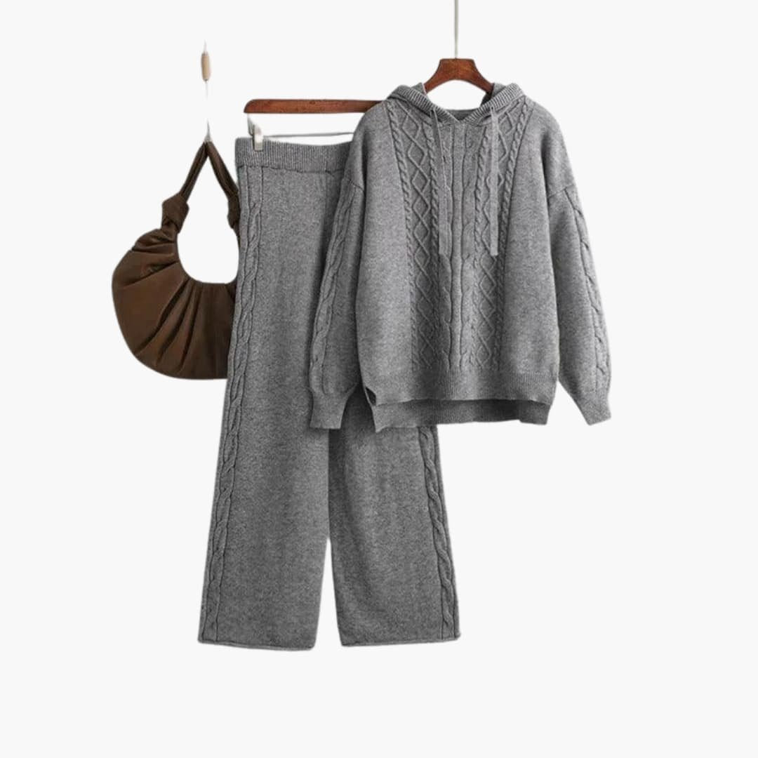 Ensemble Hoodie Oversize & Pantalon Large Femme – Maille Douce Taille Unique | Natalie Hiver