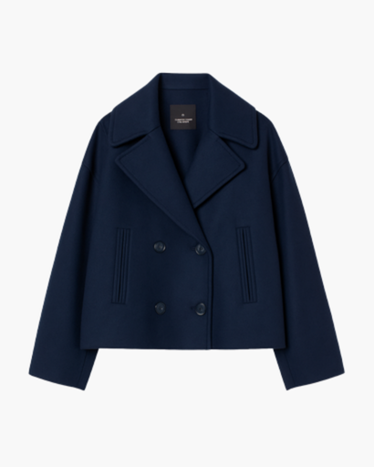 Veste courte femme à double boutonnage - coupe droite à revers élégants