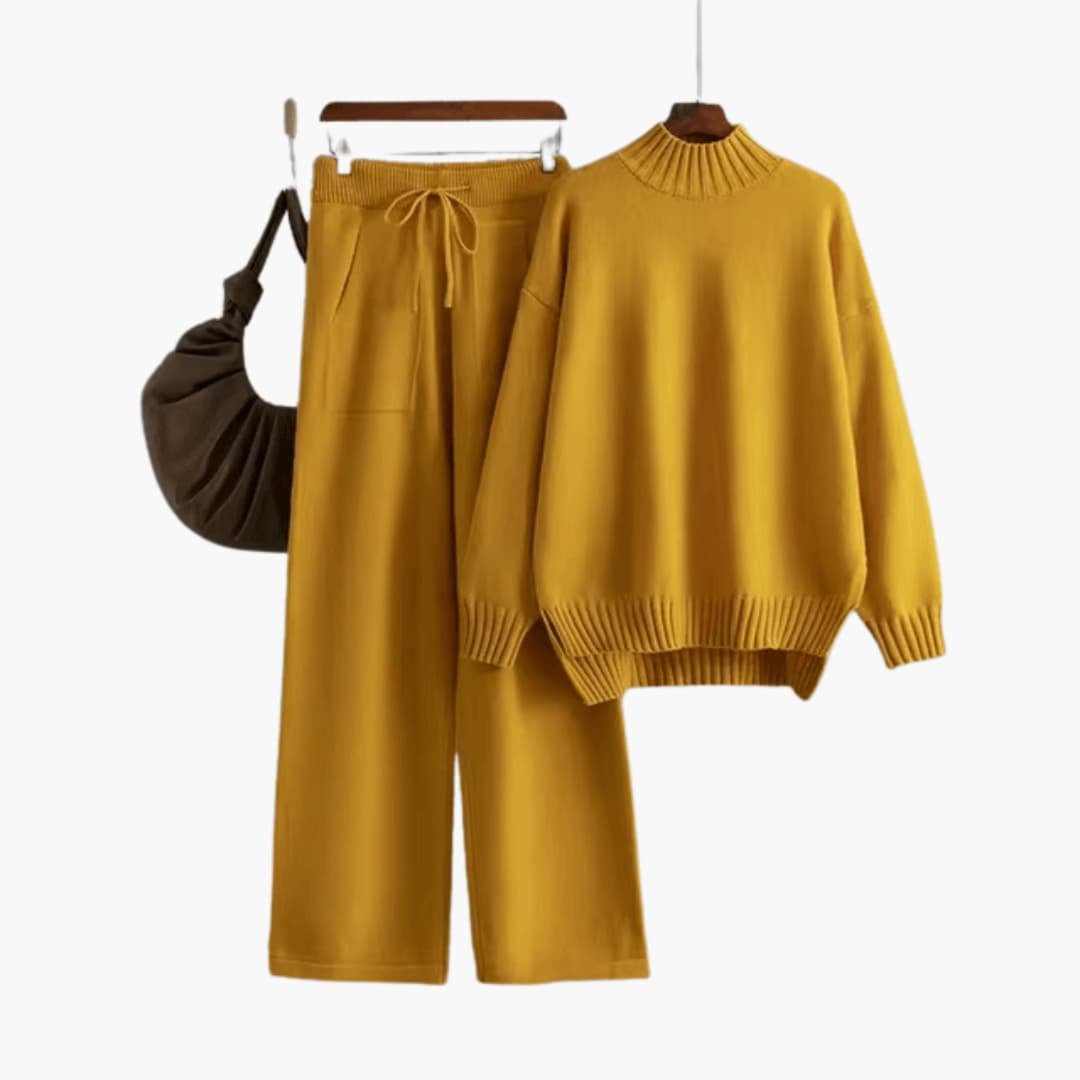 Ensemble Pull Col Roulé Côtelé Femme – Taille Unique Confortable | Evelyn Edition Cosy