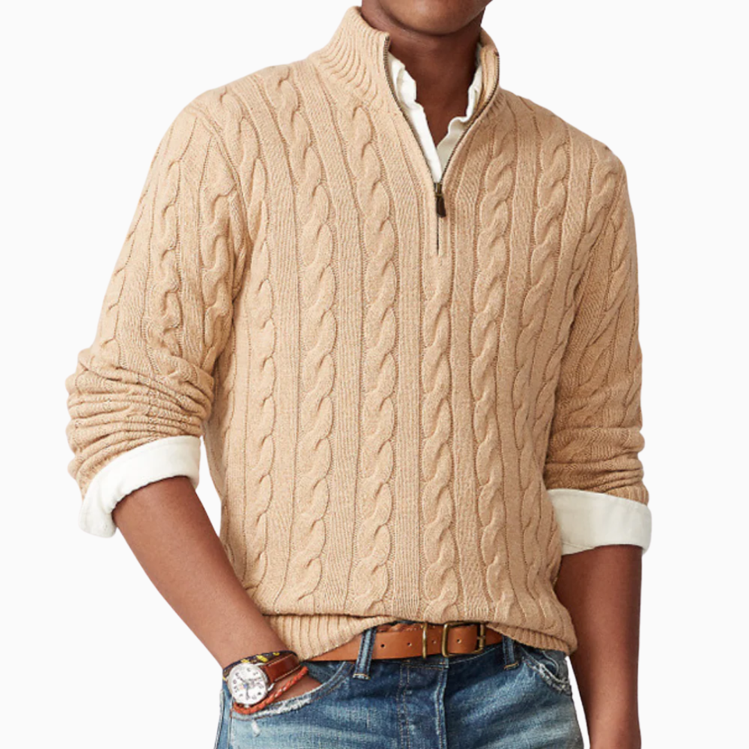 Daniel pull homme maille torsadée demi-zip