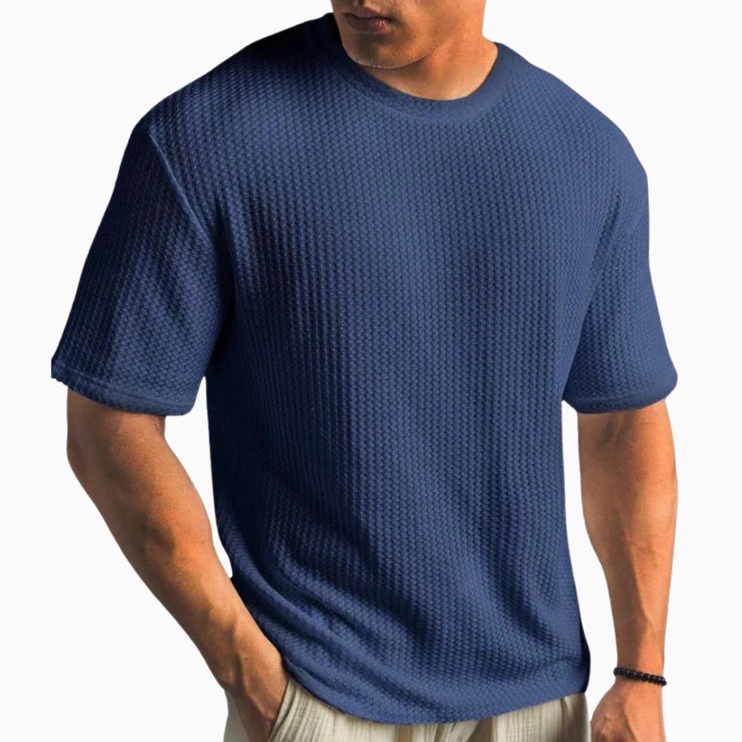 T-shirt homme texture gaufrée manches courtes col rond coupe confortable