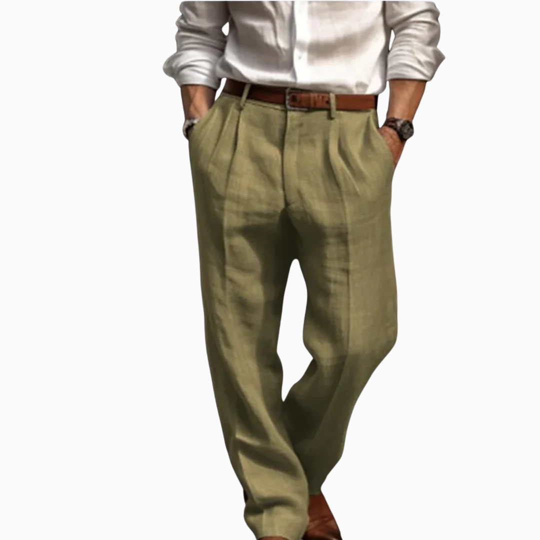 Julian pantalon homme confortable coupe droite avec plis style habillé