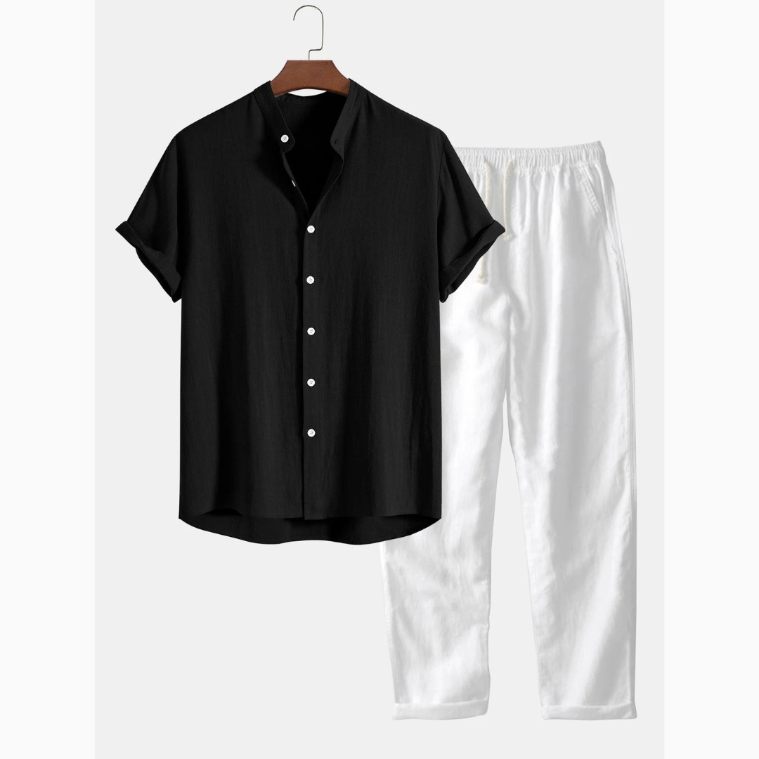 Ensemble Lin Homme Été – Chemise & Pantalon Léger Respirant | Vacances & Casual