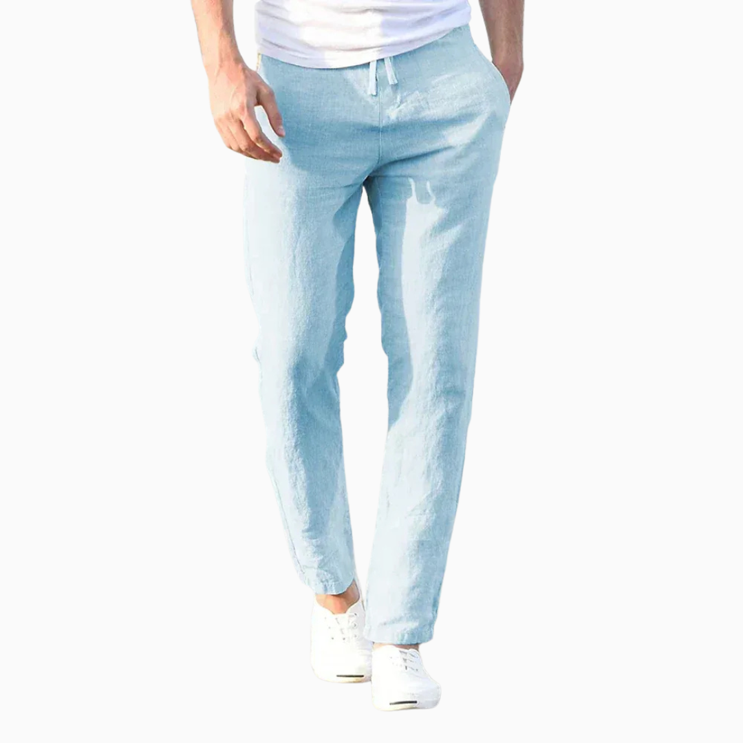 Levi pantalon homme confortable en lin coupe slim taille élastique été