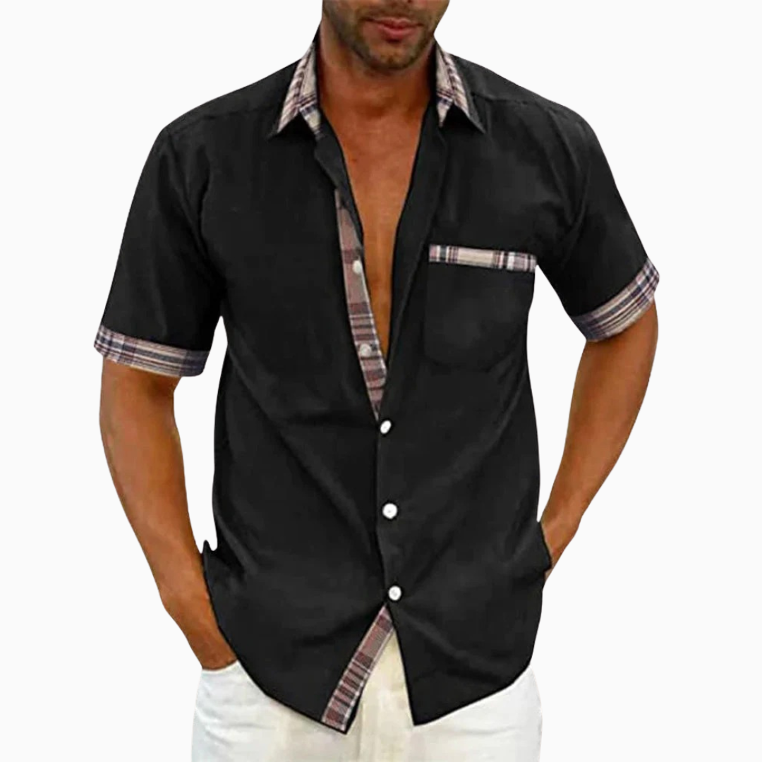 Lorenzo blouse homme été manches courtes poche poitrine style casual