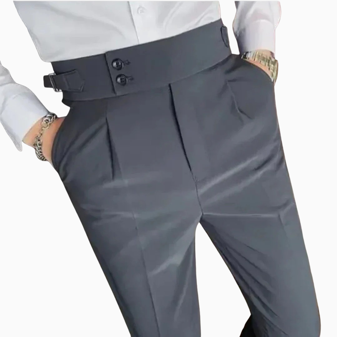Oliver pantalon homme taille haute avec plis coupe ajustée style habillé