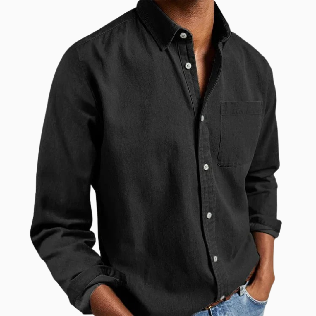 Thiago chemise homme été manches longues style casual poche poitrine coupe confortable