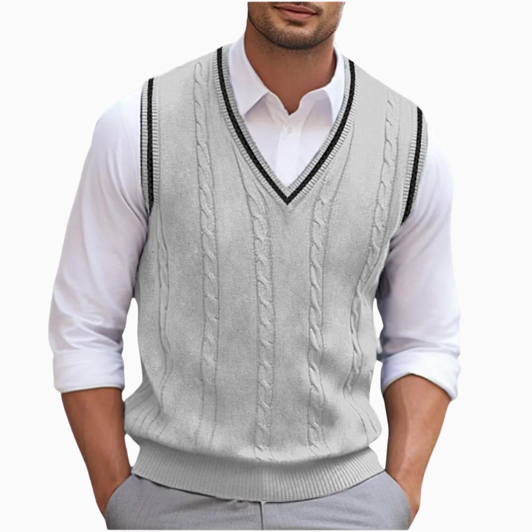 Lucas pull sans manches homme col V maille texturée