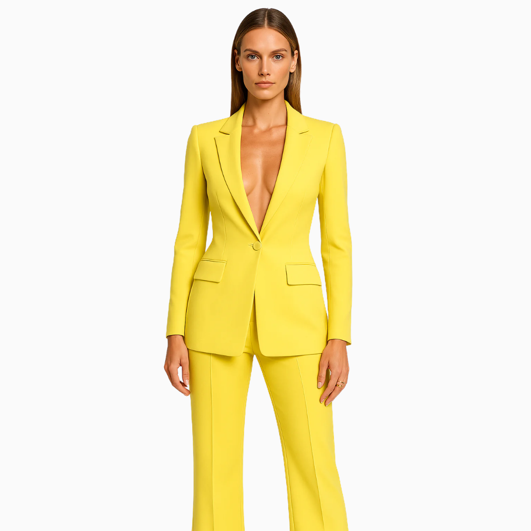 Ensemble Femme Blazer Cintré & Pantalon Large – Fermeture Boutonnée | Look Chic Garanti