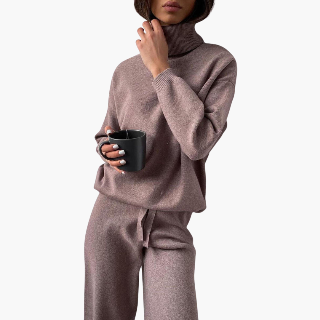 Ensemble Col Roulé Tricot Femme – Pull & Pantalon Coordonné | Everly Loungewear Hiver
