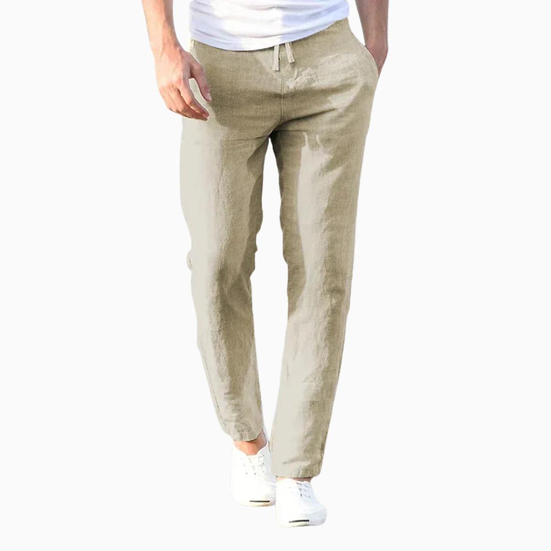 Levi pantalon homme confortable en lin coupe slim taille élastique été