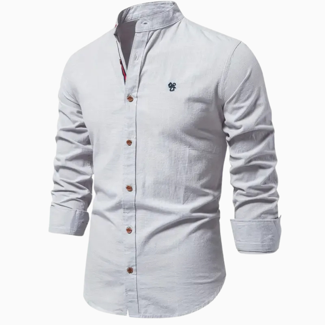 Elio chemise homme manches longues col montant style casual